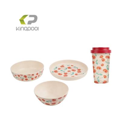 China New Design Sustainable Cherry Christmas Natural Bamboo Fiber Bamboo Fiber Tableware for sale