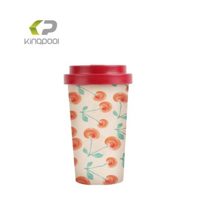 China Reusable Kingpool Cherry Pattern Customization Bamboo Fiber Bamboo Coffee Mug for sale