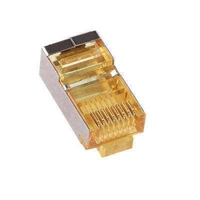 China RJ45 CAT5 CAT6 Shielded Connector End Pass Through 8P8C Gold Plated Ethernet Modular Plug C-RJ001 for sale