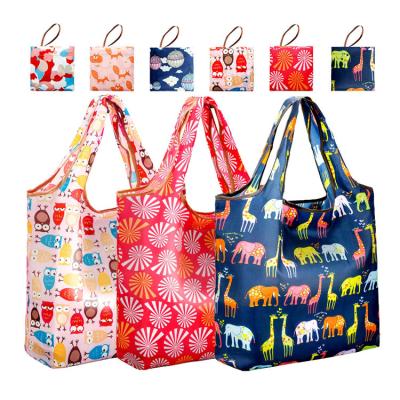 China Eco - Friendly Polyester Promotional Reusable Supermarket Grocery Custom Folding Shopping Bags for sale