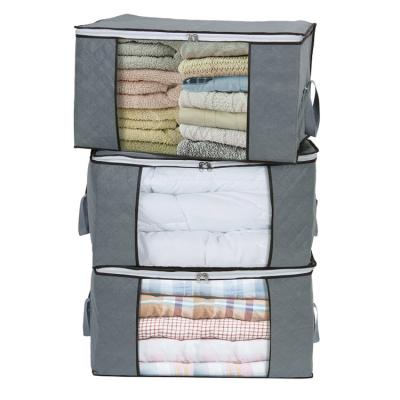 China Sustainable Custom Zipper Covers Foldable Breathable Clothes Storage Bag With Clear Window for sale