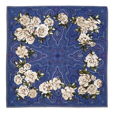 China Elegant national silk scarf cashew flower printing ladies square twill pure silk scarf scarves for sale