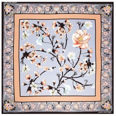 China Elegant ladies brand silk scarves custom silk scarf for silk screen printing twill fabric square turban for sale