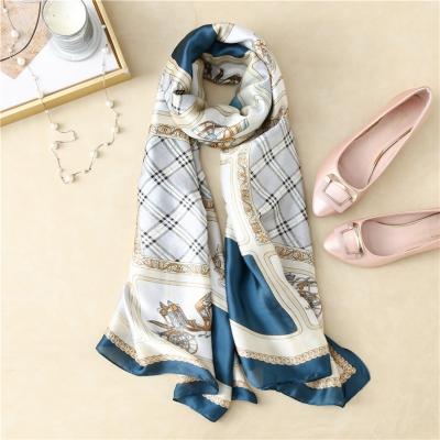 China 180*90 Gharry elegant/fashion high quality European satin style silk scarf printed silk shawls for sale