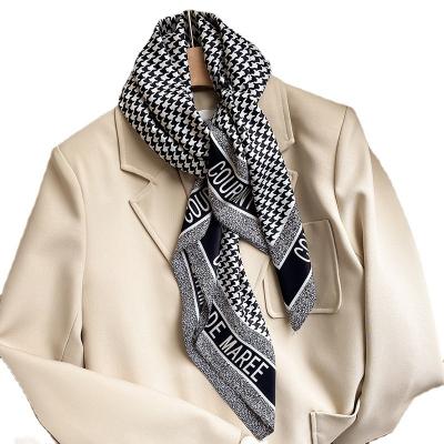 China New style female Korean houndstooth scarf silk collar scarf version elegant/fashion silk scarf for sale