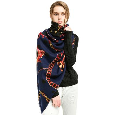 China Fashion Amazon Hot Selling Chain Pattern Printing Cashmere Shawl All-match Warm Scarf Wrap Shawl for sale