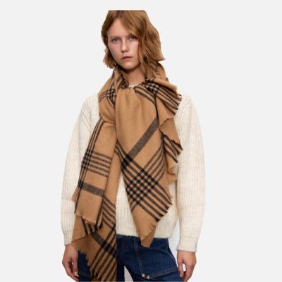 China Fashion Hot Sale Fashion Plaid Shawl Tan Scarf Soft Artificial Wool Shawl For Ladies for sale