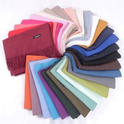 China Classic 2021 Winter Pure Color Pashmina Scarf Ladies Soft Shawls for sale