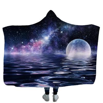 China Wholesale Wearable New Custom Design Wearable Blanket Mandala Sherpa Hooded Winter Starry Sky Blanket for sale