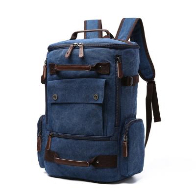 China Black and Blue Multifunctional High Quality Canvas Backpack Bags for Men Backpack Teenagers Rucksack Backpack Bag for sale