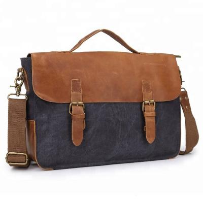 China Custom Hot Sale Vintage Men's Vintage Canvas Men's Leather Shoulder Bag Messenger Bags for sale