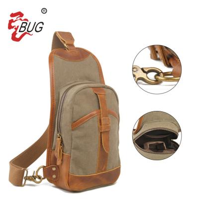 China Everyday Life OEM Custom Canvas Single Shoulder Sling Bag For Men Leather Trim for sale