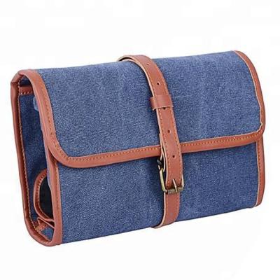 China Vintage Canvas Wash Shower Multi-pocket Travel Storage Folding Waterproof Travel Canvas Toiletry Hanging Bag for sale