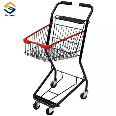 China Corrosion Protection Hand Push Shopping Trolley Steel Material Galvanized Supermarket Shopping Cart for sale