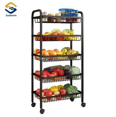 China Corrosion Protection Fruit Basket For Kitchen Kitchen Storage Rotating Rack With Wheels Rotating Multi Layer Kitchen Shelf Fruit Vegetable for sale