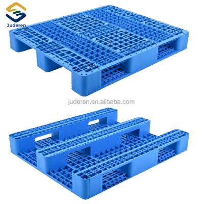 China HDPE Blue Double Faced Euro Green Stackable Heavy Duty Warehouse Factory Industrial Red Double Faced Plastic Storage Pallet for sale