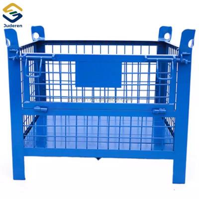 China Logistics Transport Warehouse Material Handling Wire Mesh Warehouse Metal Stacking Welding Collapsible Storage Cage with Wheels for sale