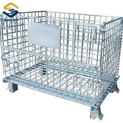 China Heavy Duty Corrosion Protection Stackable And Foldable Galvanized Steel Pallet Box Cage for sale