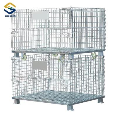 China Heavy Duty Collapsible Wire Mesh Container Cages Corrosion Protection Storage Container Trolleys for sale