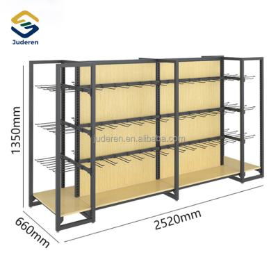 China Double Sided Popular Products Miniso Wooden Rack Store Display Shelves Rack For Store for sale