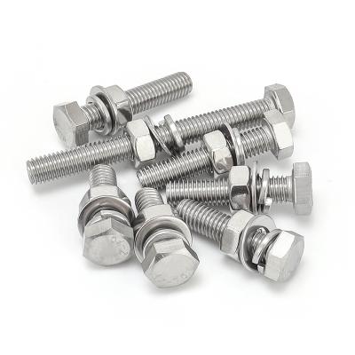 China Stainless steel fasteners shanghai din933 stainless steel hex bolt with nut and washer for sale