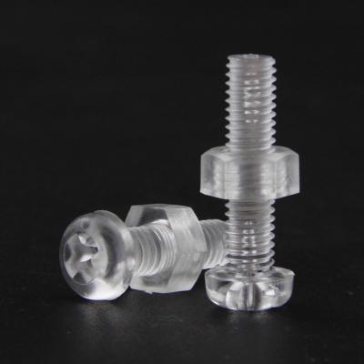 China Pan Shanghai Supplier M3 M4 M5 Transparent Acrylic Cross Round Head Nylon Screws Plastic Phillips Screw for sale