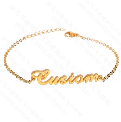 China Customizing Custom Personalize Name18K Gold Plated Stainless Steel DIY Letter Bracelet for sale