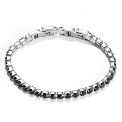 China Other Fashion Adjustble and Removable Zricon Double Buckle Tennis Chain Stainless Steel Simple Bracelet Ladies Bracelet for sale