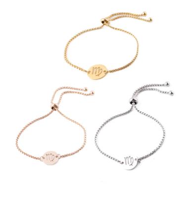 China The Other Fashionable Mirror Box Logo Chain Ladies Stainless Steel Adjustble Telescopic Bracelet for sale