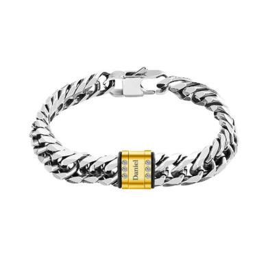 China Street steel male punk personality simple titanium men's bracelet cuban bracelets for sale