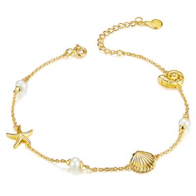 China Other Fashion 925 Silver Plating Starfish Beach Bracelets Bohemian Customized Shell Bracelet for sale