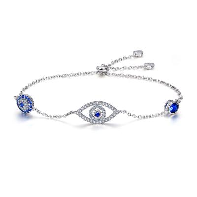 China Other Blue Zircon Evil Eyes Charms Charms 925 Sterling Silver Bangle Bracelets for sale