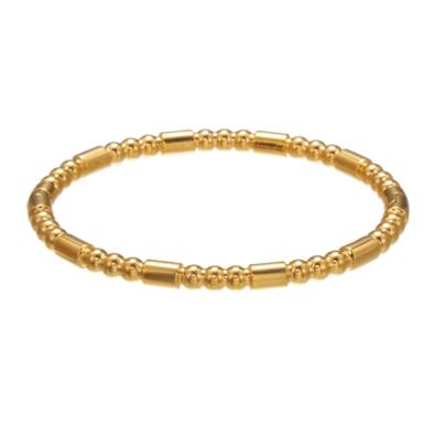 China Other Style Simple Korean Gold Plated Round Beads Jewelry Metal Bangle Titanium Stainless Steel Bangle for sale