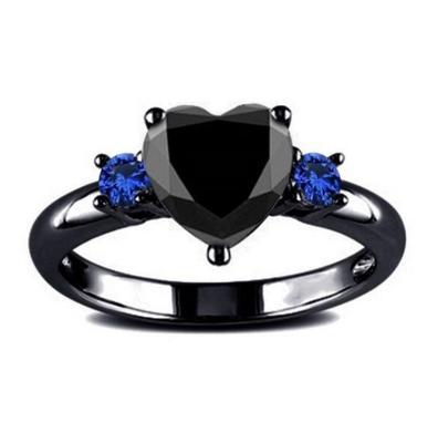 China The Other Amazon Ring Jewelry Black Zircon Multicolor Ring Stainless Steel Heart Shaped Rings for sale