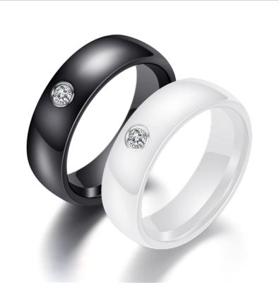 China Other Fashion Men and Women Trend Couples Diamond Ring Personalized Ring Black and White Ceramic Ring for sale