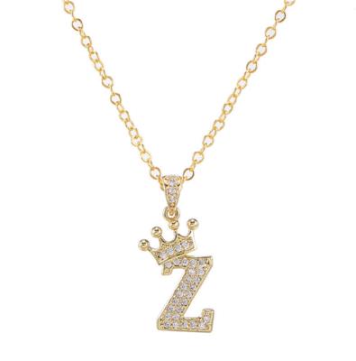 China Fashion Simple Punk Crystal Crown Letter Z Women Pendant Necklaces for sale