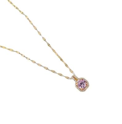 China Other Fashion Square Diamond Necklace Female Ins Style Pendant Necklace Titanium Steel Zircon for sale