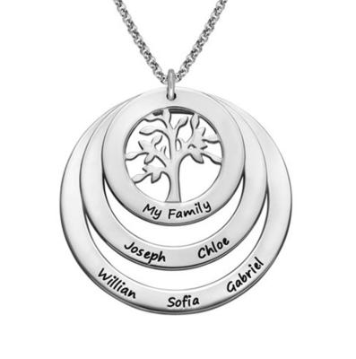 China Others Personalized Couple Customized Circle Name Engraved Pendant 925 Sterling Silver Necklace for sale