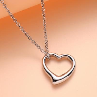 China Other Personalized Simple Popular Stainless Steel Heart Necklace Hollow Sweater Chain Necklace for sale