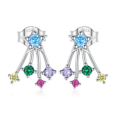 China Jwellary's Other Fashionable Colorful 925 Sterling Silver Meteor Star Zircon Earring for sale