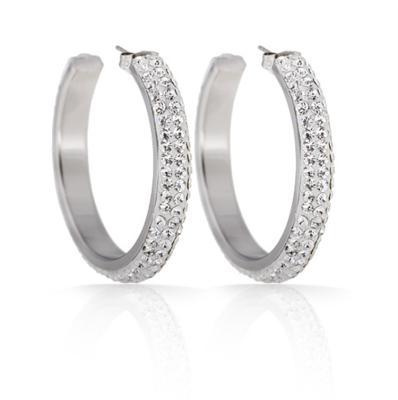 China Other Women's Triple Row Diamond Hoop Earring For Stainless Steel Earring for sale