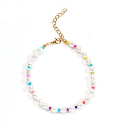 China Retro Summer Hiphop Bohemia Bead Bracelet INS Beaded Bracelet Anklet Baroque Wind Color for sale