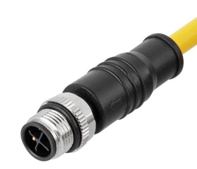 China M12 Automotive 3 Male Connector (2+PE), Circular Customized Waterproof 4 Connector (3+PE) for sale