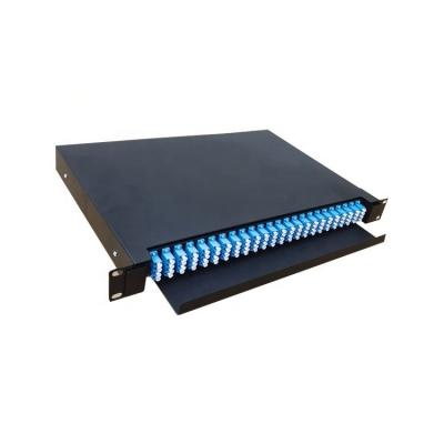 China Direct & Indoor Cable Branch 19 Inch Rack/Wall Mount 96 Core 1U Fiber Optic Distributor Panel View Patch Panel Box Left High Quality 96 Core Fiber Panel for sale