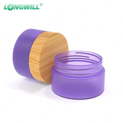 China 5g 15g 30g 50g 100g 200g Cosmetic Custom Bamboo Lid Jar Container Glass Packaging Logo Frost Cosmetic Face Cream for sale