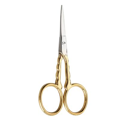 China Universal Stainless Steel Left Handed Women's Facial Scissors (Gold) for Beard, Styling, False Eyelashes, Makeup, Eyebrow Scissors for sale