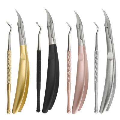 China Right Handed Scissors Wholesale Stainless Steel Manicure Tools 2Pcs Nail Cuticle Nipper Nail Cutter Cuticle Pusher Nail Nghia for sale