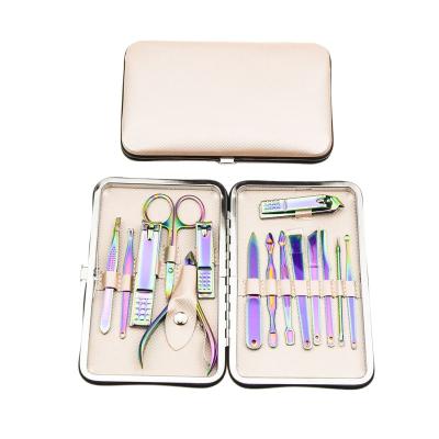 China Professional Stainless Steel+PU 15 Pcs Manicure Tools Stainless Steel Nail Clippers Manicure Set Clipper for sale