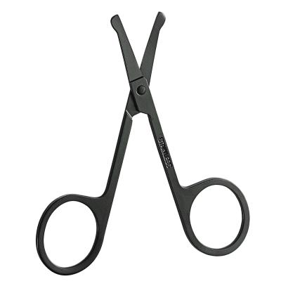 China Professional Black Scissor Safety Round Head Beauty Cuticle Scissors Left Handed Curved Stainless Steel Blade Gold Eyebrow Scissors for sale