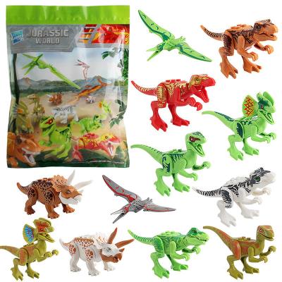 China Children's Education Amazon Hot Sale Dinosaur Bricks Toys 12pcs Plastic Dinosaur Building Block DIY Educational Toys for sale